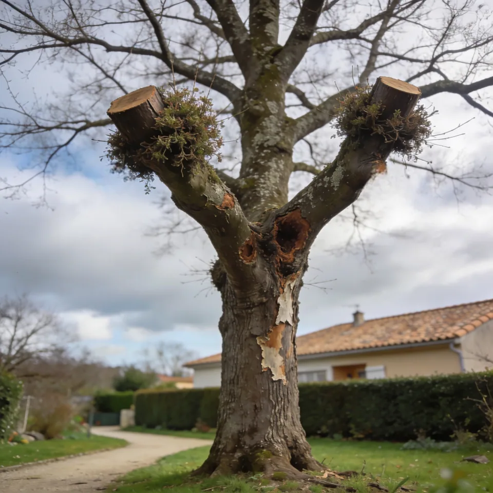 Arbre mal taillé par un élagueur non qualifié — illustration des risques d'un devis bas