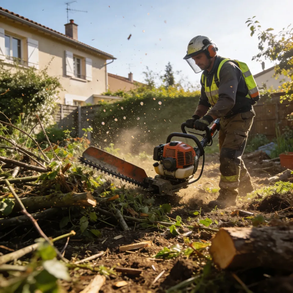 Chantier de débroussaillage et défrichage à Ambarès-et-Lagrave